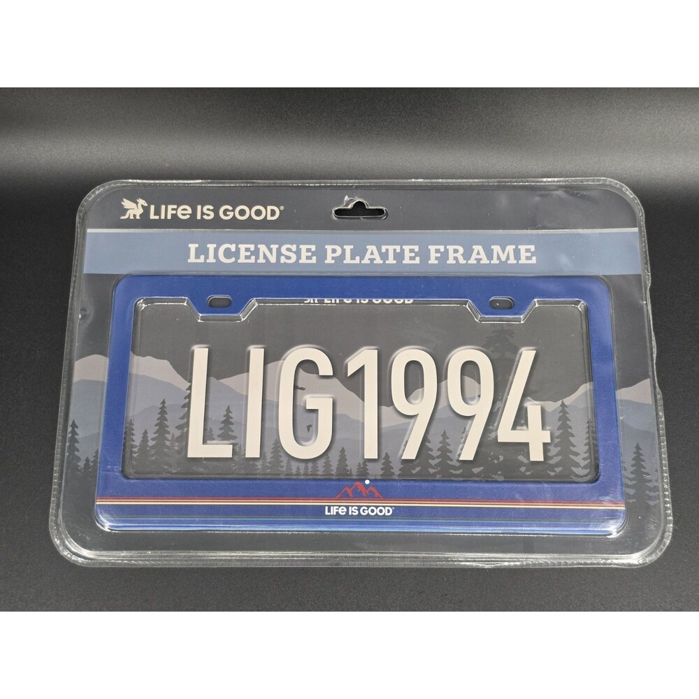 LIFE IS GOOD New Blue Stainless Steel License Plate Frame